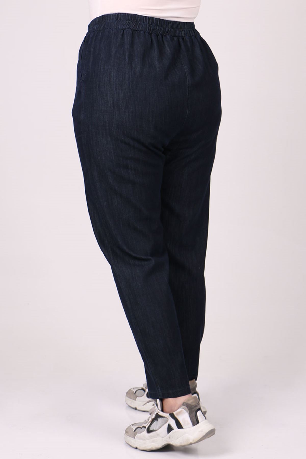 29001 Büyük Beden Dar Paça Kot Pantolon - Koyu Lacivert