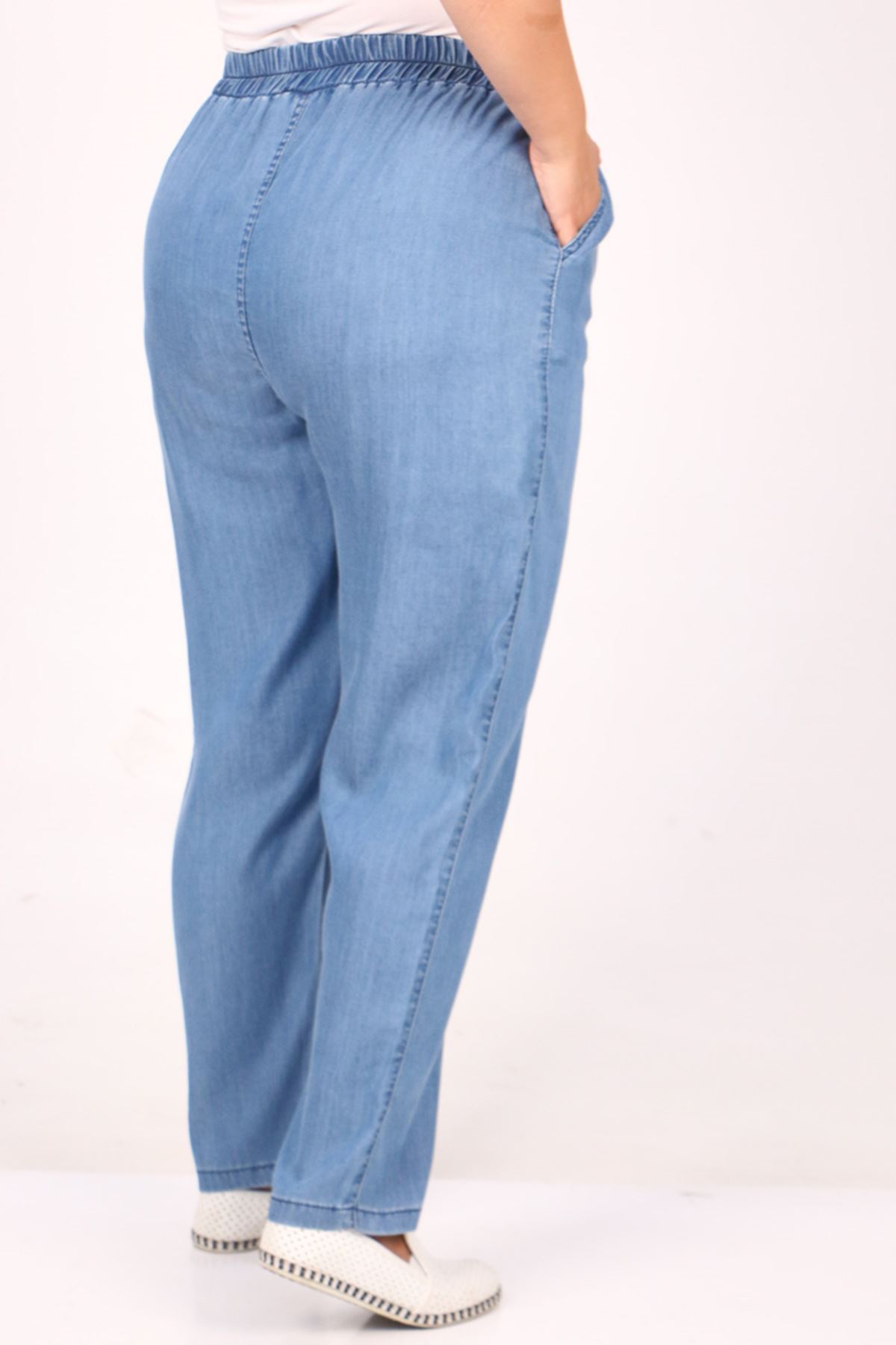 29001-2 Büyük Beden Dar Paça Kot Pantolon-Mavi