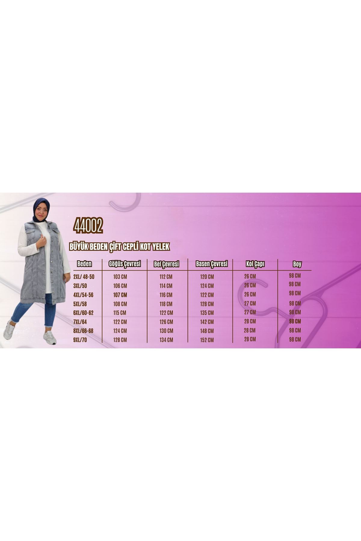 44002-1 Büyük Beden Çift Cepli Sprey Taşlama Detaylı Kot Yelek  - Gri