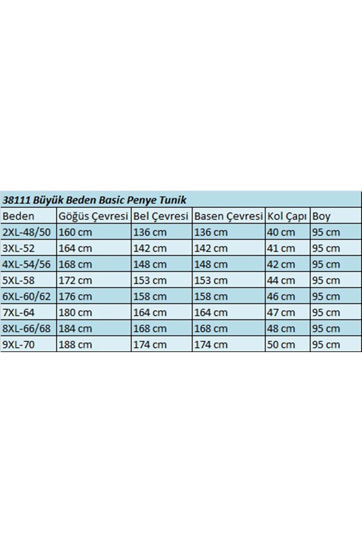 38111 Büyük Beden Basic Penye Tunik -Bordo
