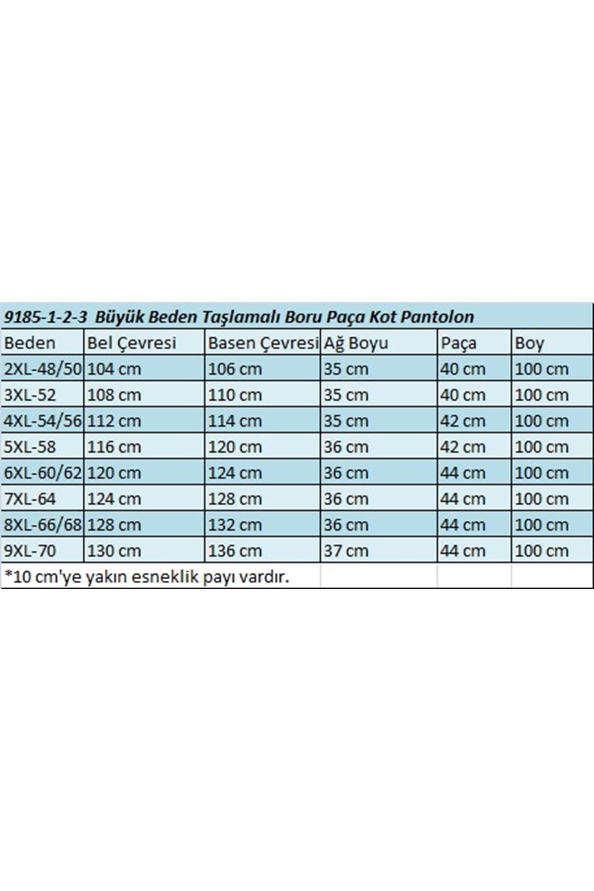 9185-4 Büyük Beden Taşlamalı Boru Paça  Kot Pantolon -Kar Yıkama Gri