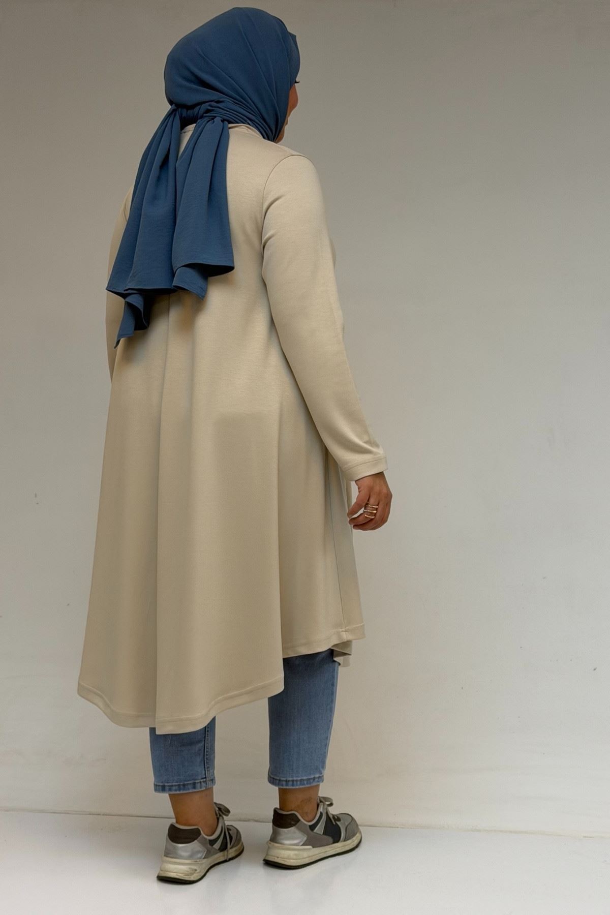 58174 Büyük Beden Mevlana Modal Tunik - Bej