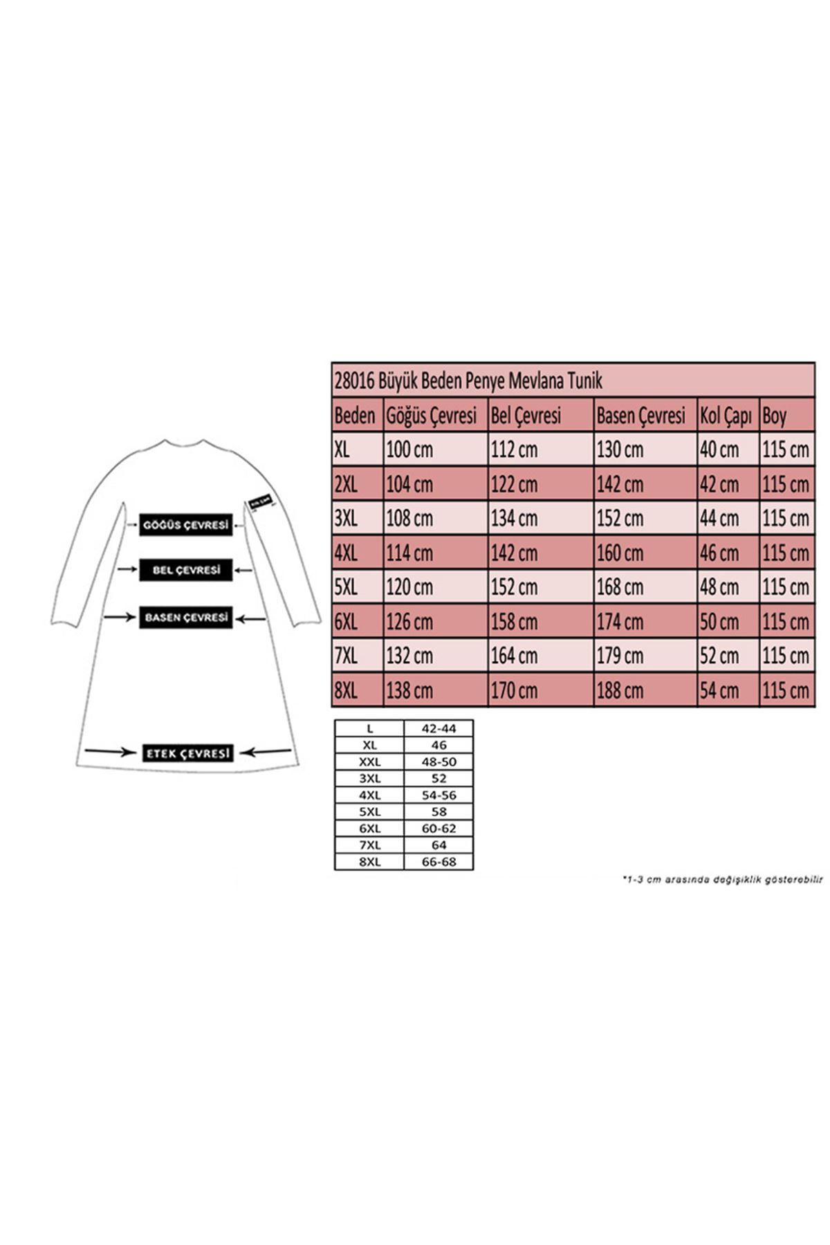 28016 Büyük Beden Mevlana Penye Tunik - Bordo