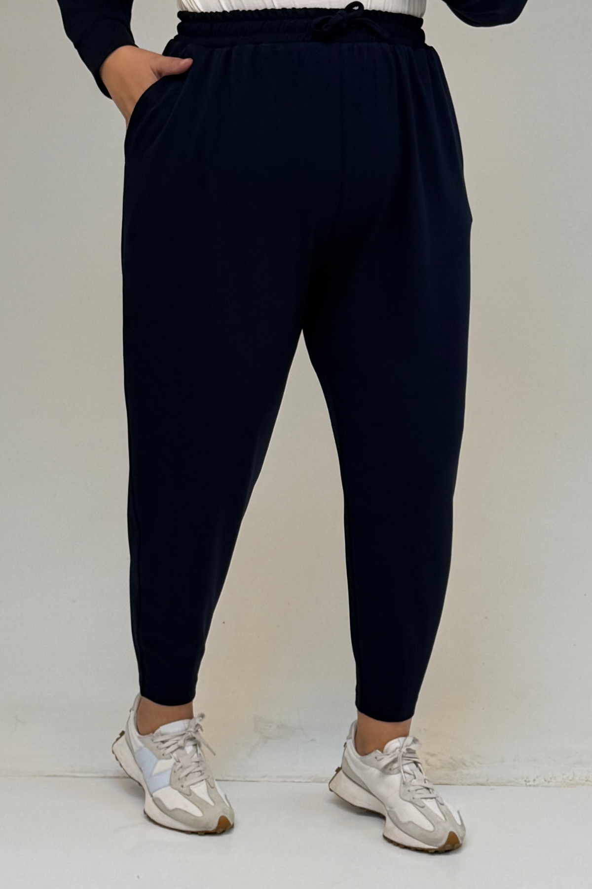 47068 Büyük Beden Çıtçıt Detaylı Modal Tunik Takım  - Lacivert