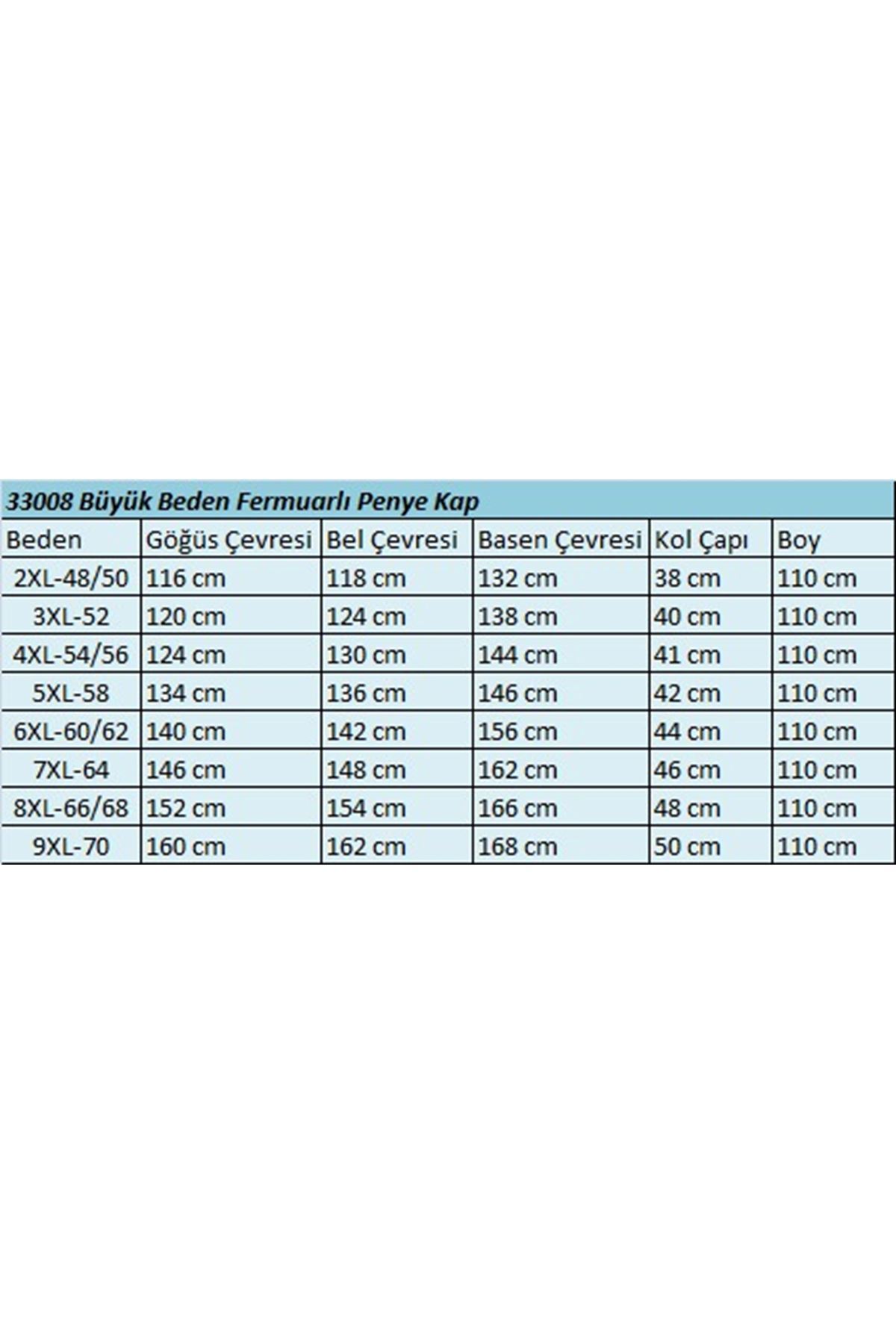 33008-E Büyük Beden Fermuarlı Penye Kap - Bordo