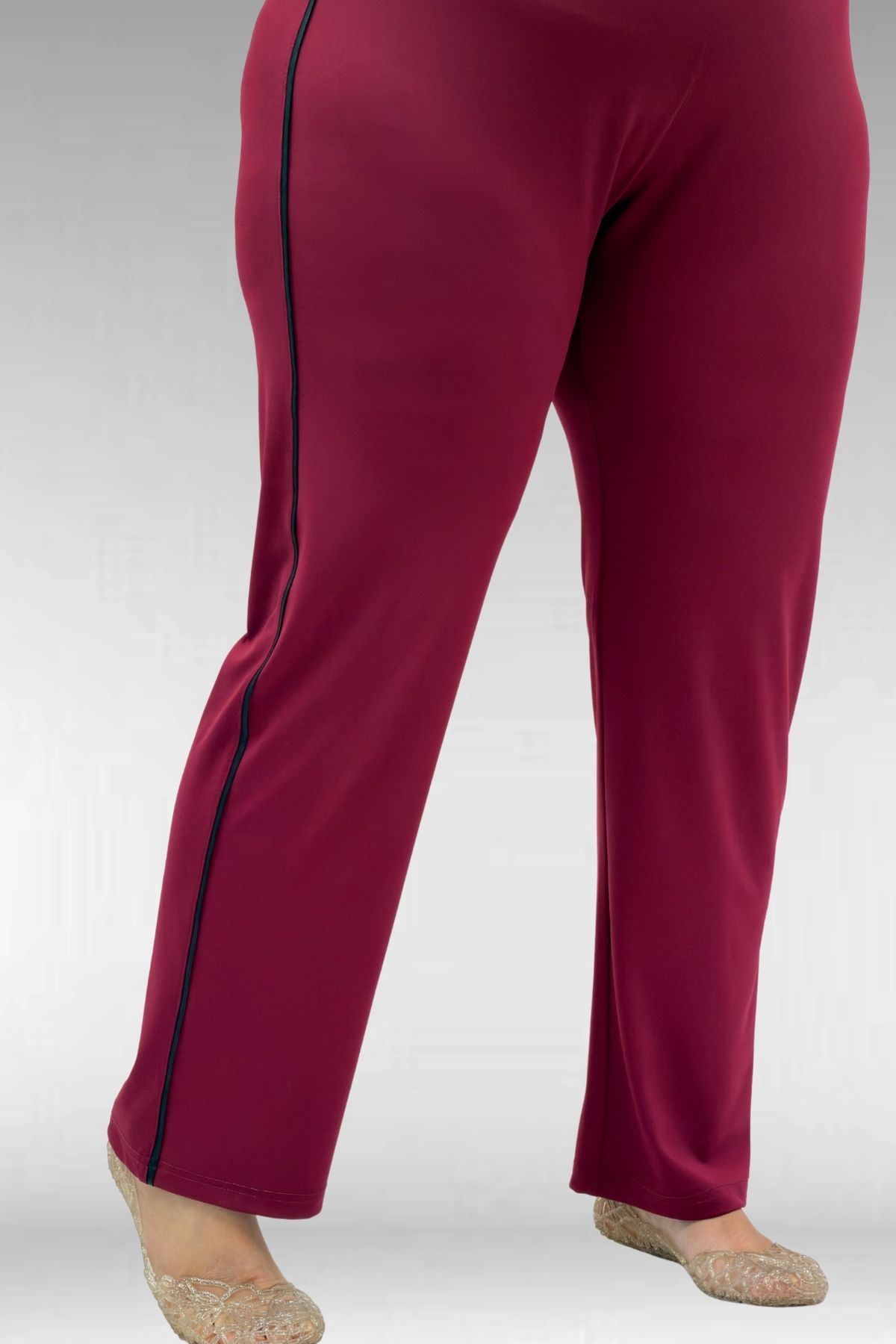 1741 Büyük Beden Kıstırma Biyeli Tesettür Mayo - Bordo