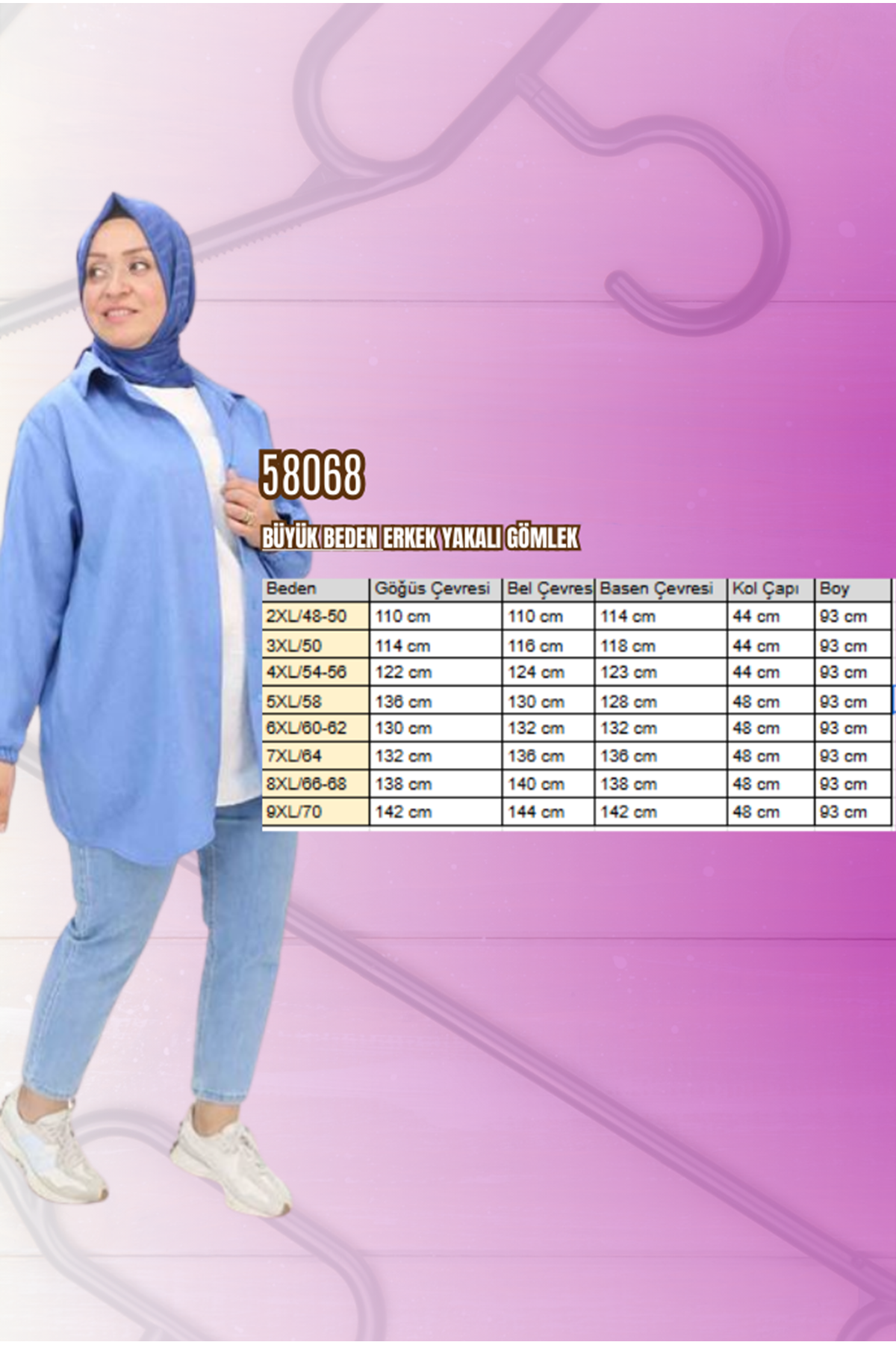 58068 Büyük Beden Erkek Yakalı Gömlek - Kiremit Kırçıllı