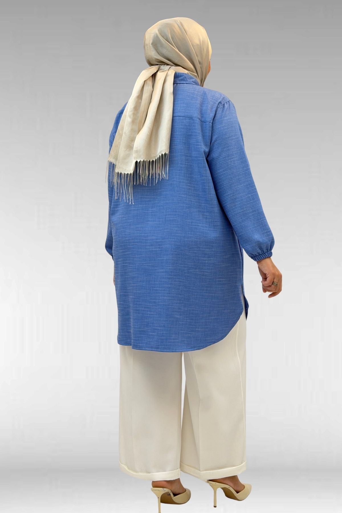 58068 Büyük Beden Erkek Yakalı Gömlek - İndigo Kırçıllı