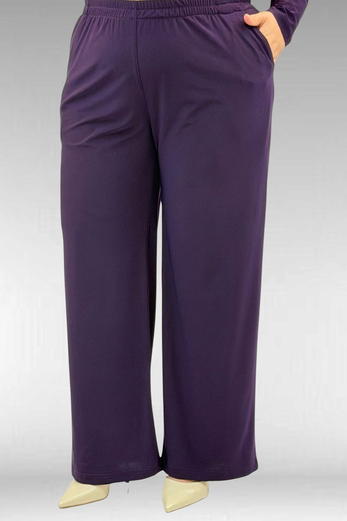 67024 Büyük Beden Sandy-Şifon Takım - Mürdüm