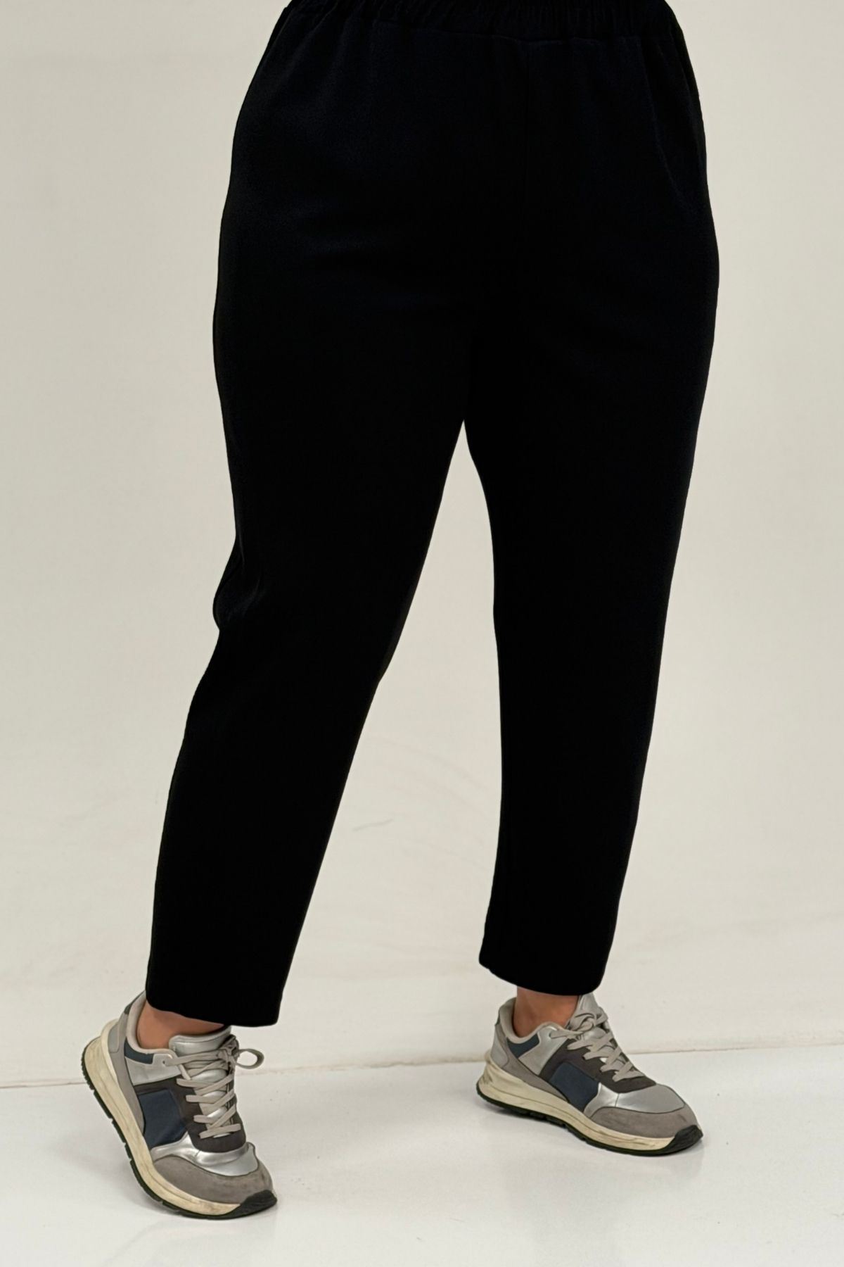 47088-E Büyük Beden Omzu Taş Detaylı Pantolonlu Takım - Siyah