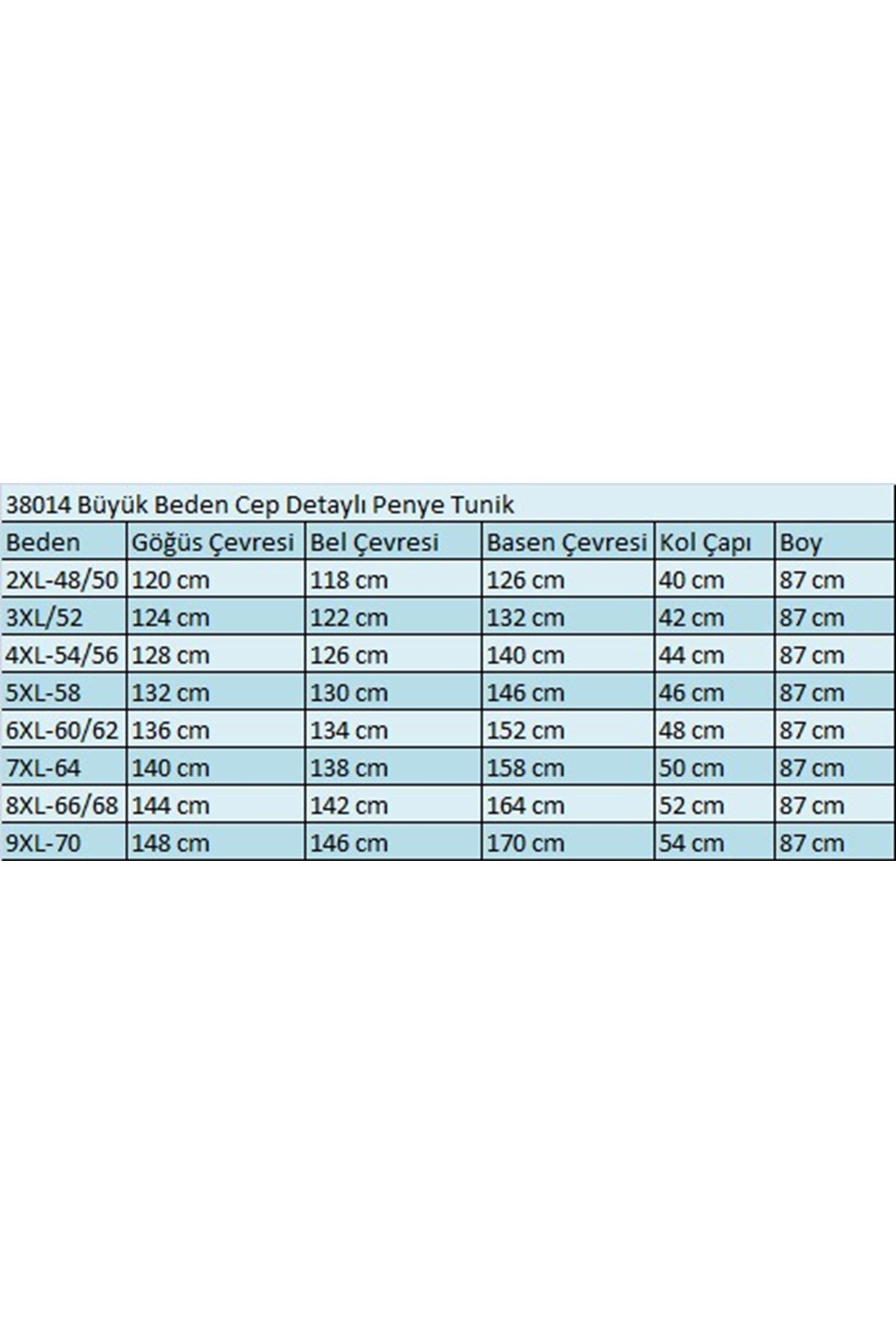 38014 Büyük Beden Cep Detaylı Penye Tunik - Petrol