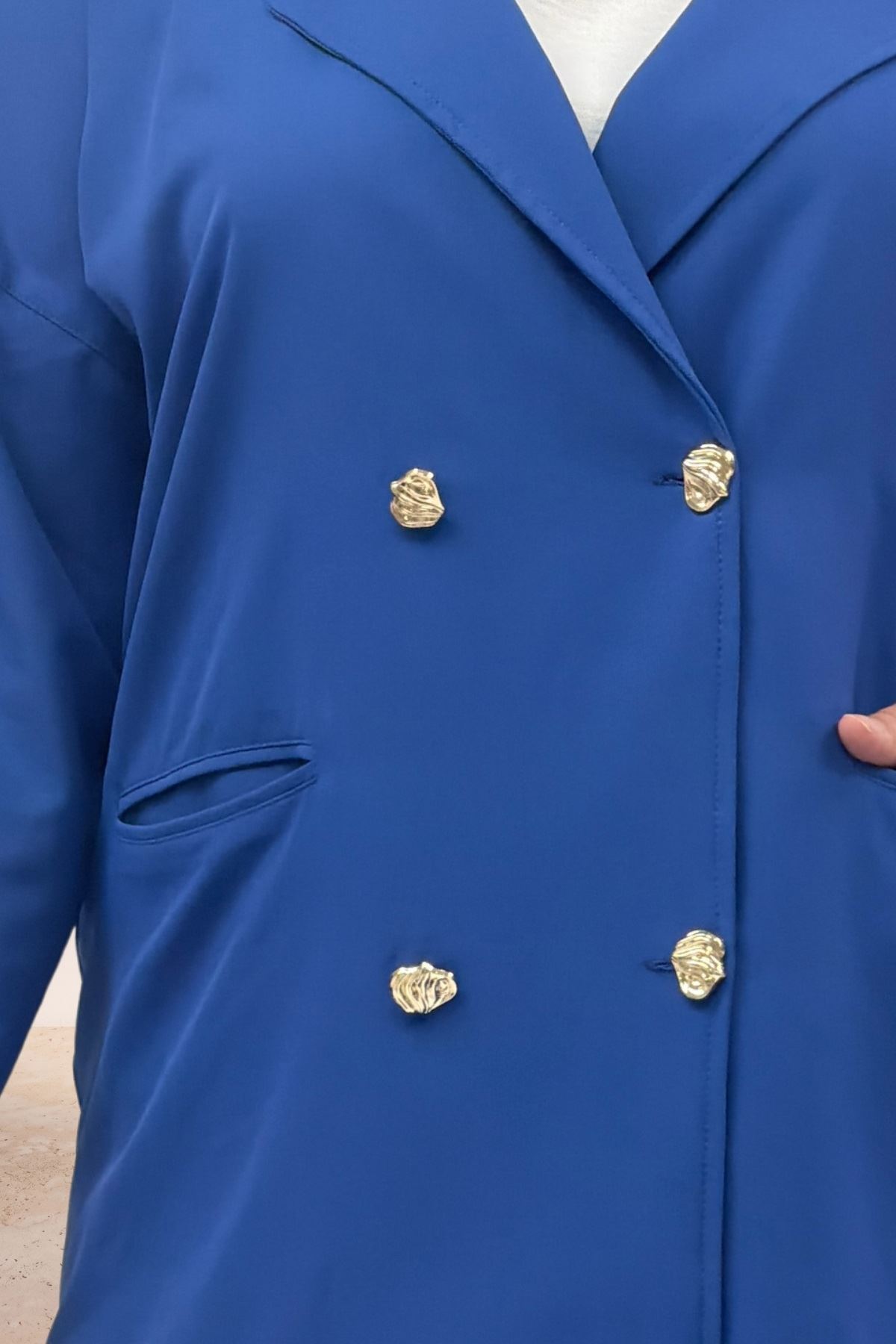 67056 Büyük Beden Blazer Ceket - Pantolon Nova Takım - İndigo
