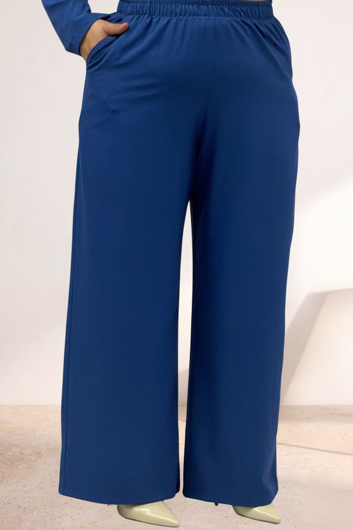 67056 Büyük Beden Blazer Ceket - Pantolon Nova Takım - İndigo