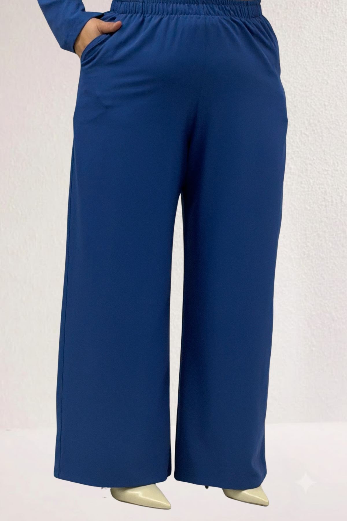 67056-1 Büyük Beden Blazer Ceket - Pantolon Nova Takım - İndigo