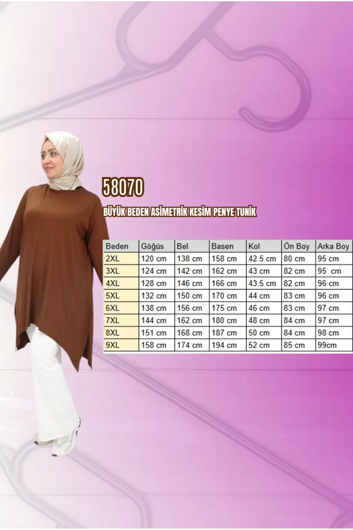 58070 Büyük Beden Asimetrik Kesim Penye Tunik - Siyah