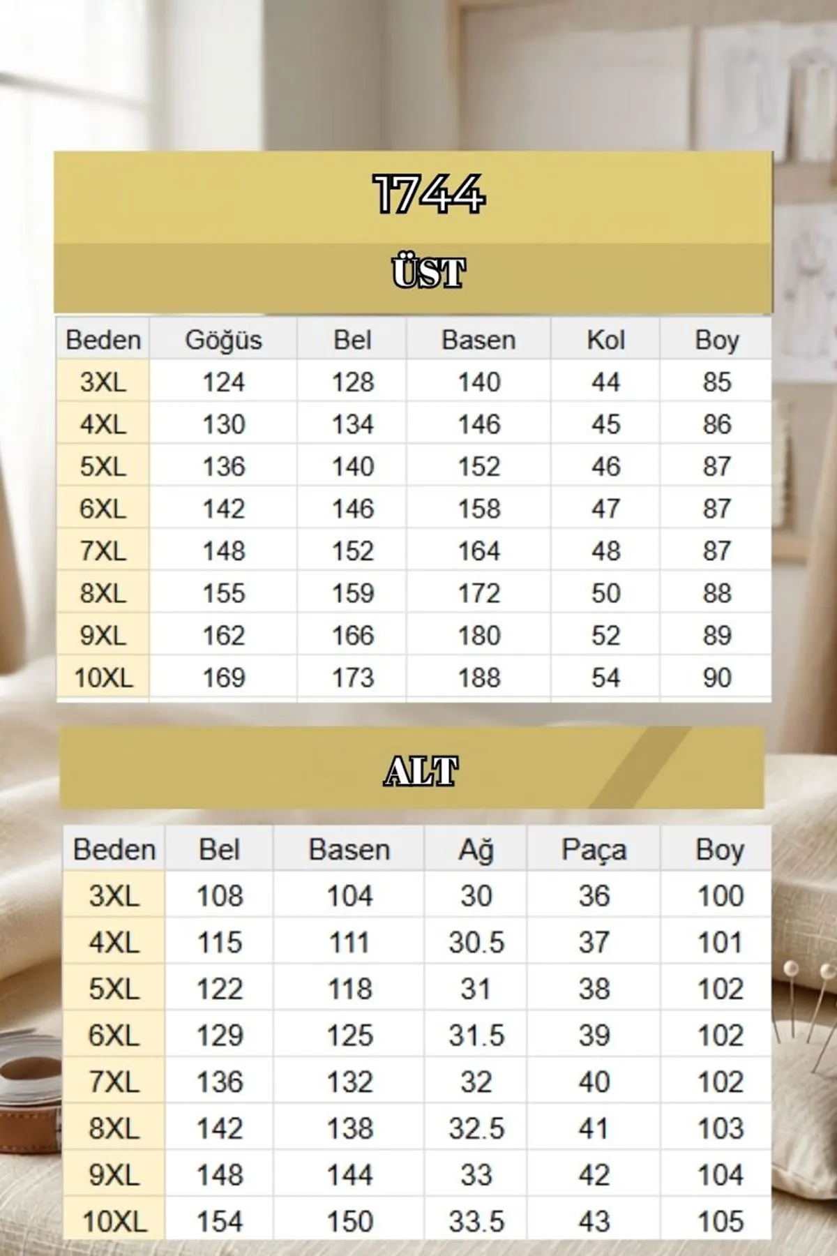 1744 Büyük Beden Uzunkol Tesettür Mayo Takım - Karışık Desen Laci