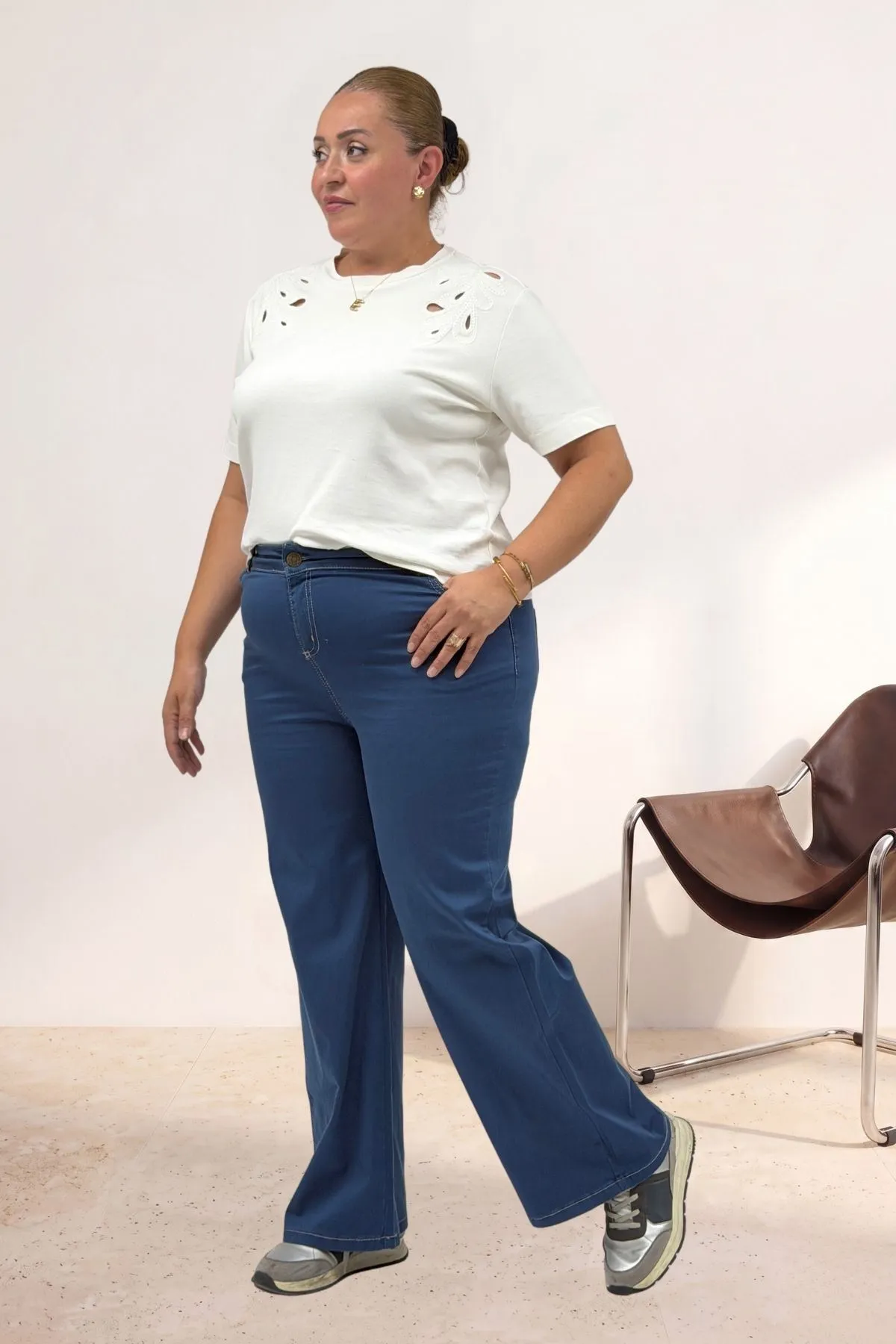 5051 Cep Detaylı Borupaça Gabardin Pantolon - İndigo