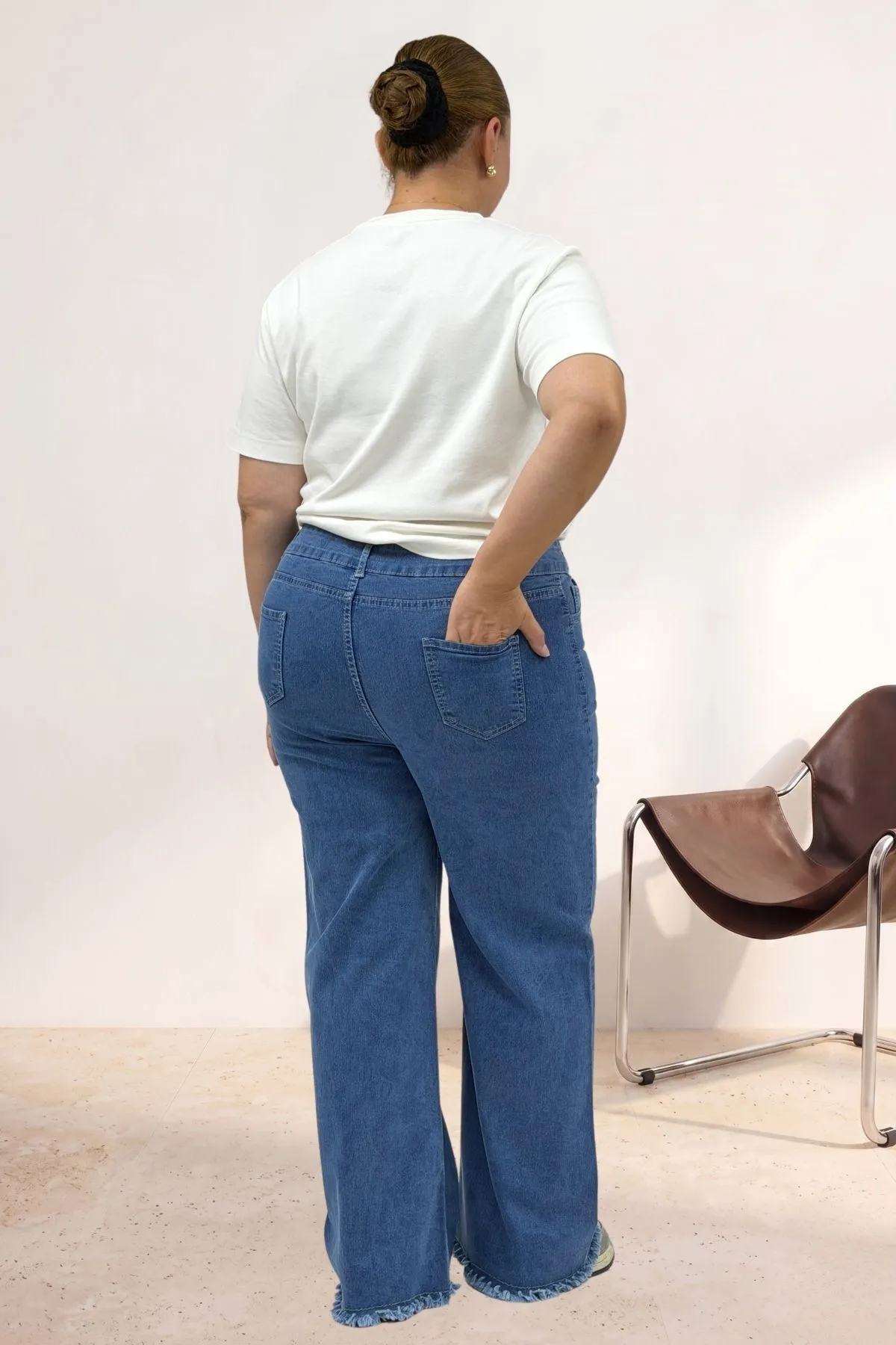 5051P Paçası Püskül Detaylı Kot Pantolon - Mavi