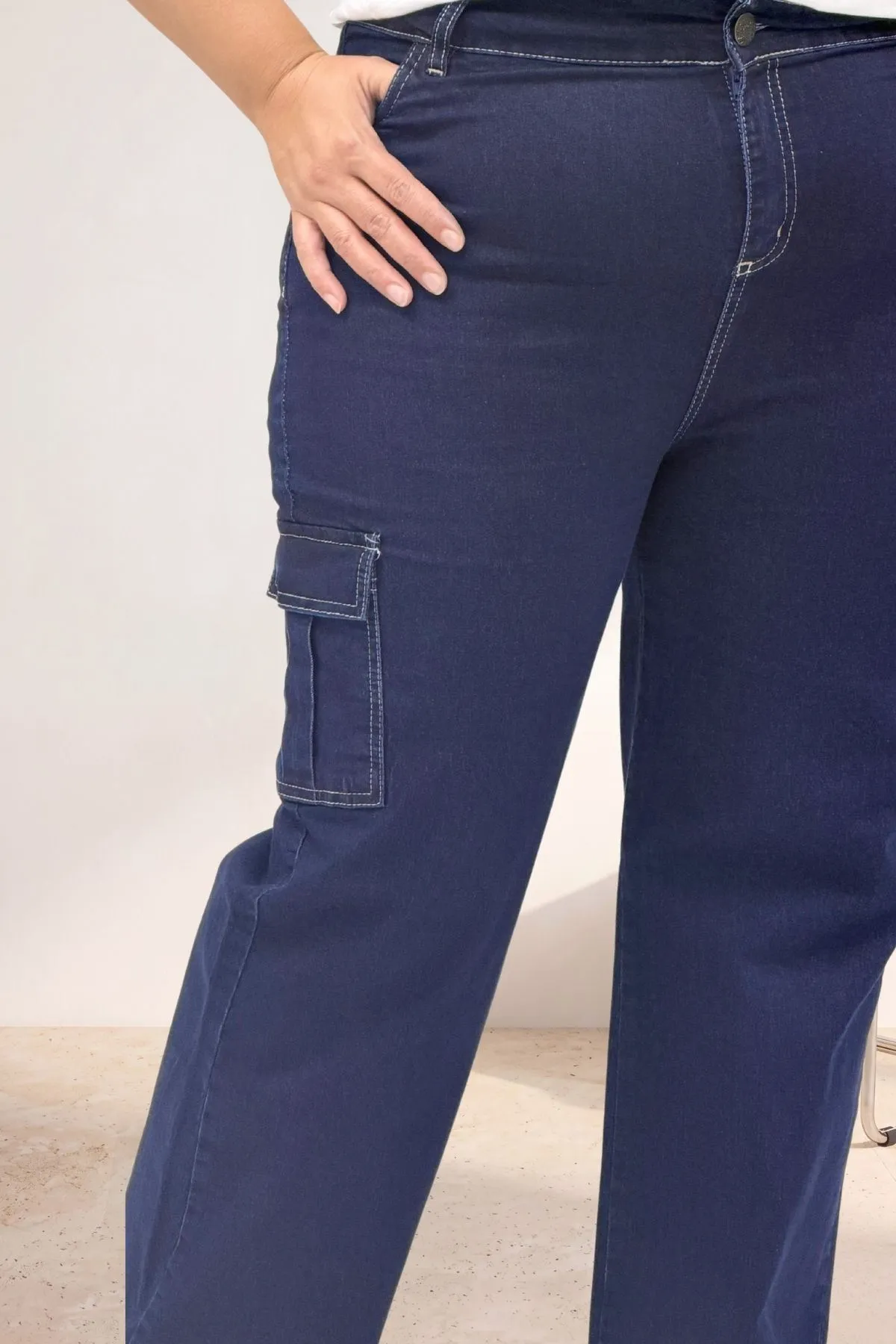 5065 Cepsiz Borupaça Kot Pantolon - Lacivert