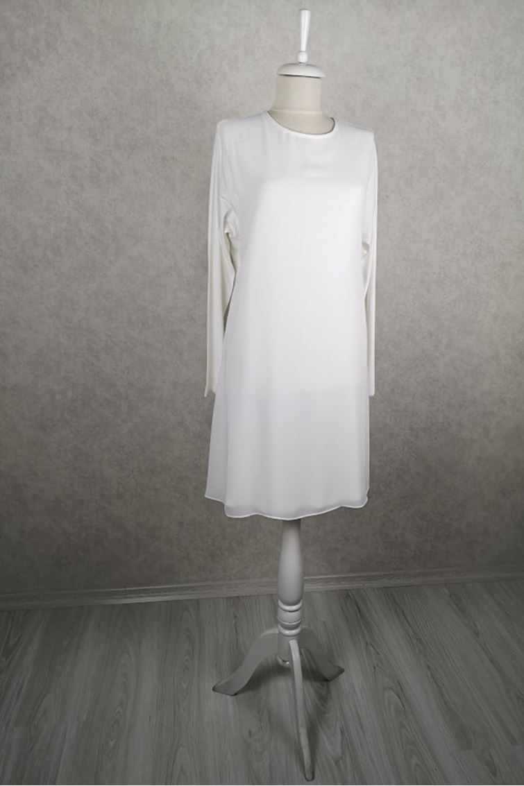 3127 Önü Şifon Penye Tunik Ekru