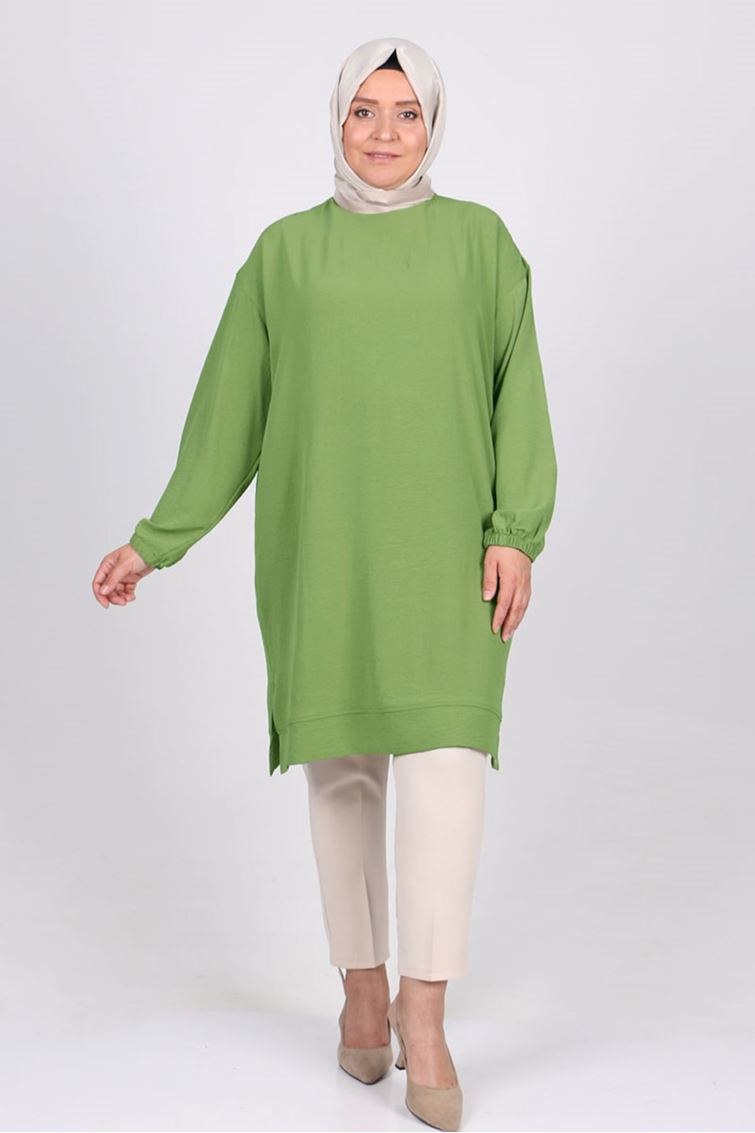 1046 Büyük Beden Kuba Krep Aerobin Tunik Nefti