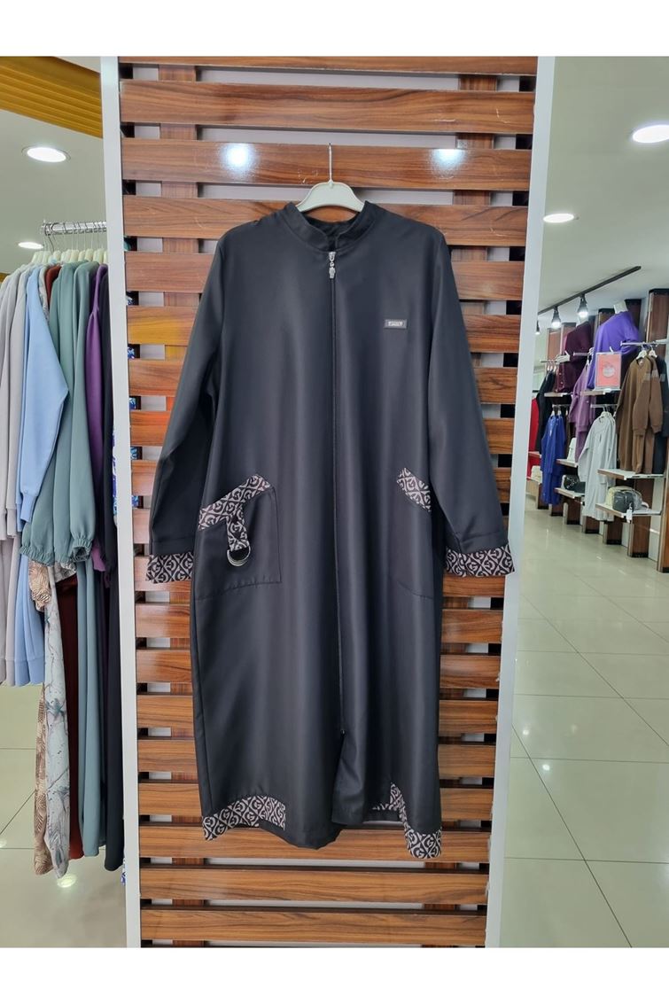 1893 Büyük Beden Nermin Bondit Kap-Siyah  