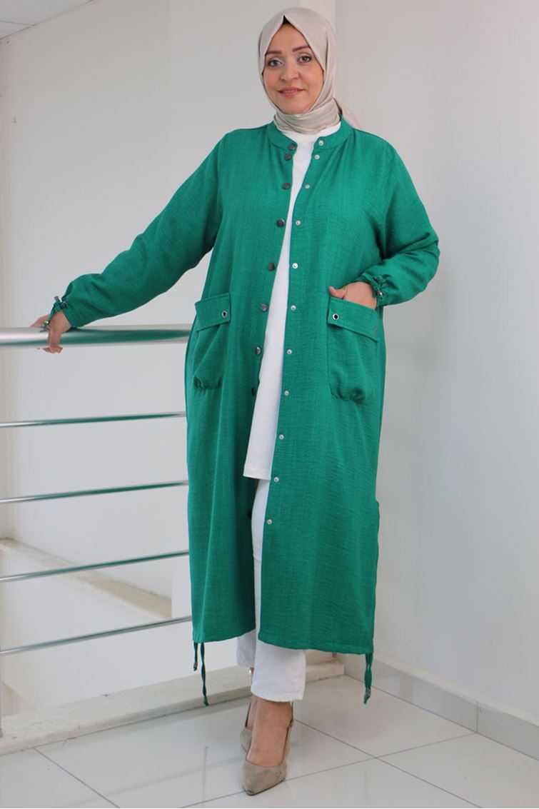 33023-E Büyük Beden Çıtcıtlı Keten Airobin Kap -Benetton 