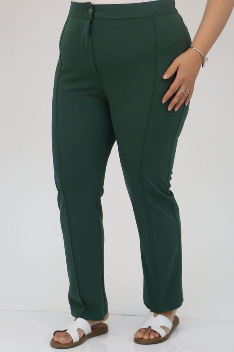 49008-E Büyük Beden Scuba Çimalı  Pantalon -  Zümrüt 