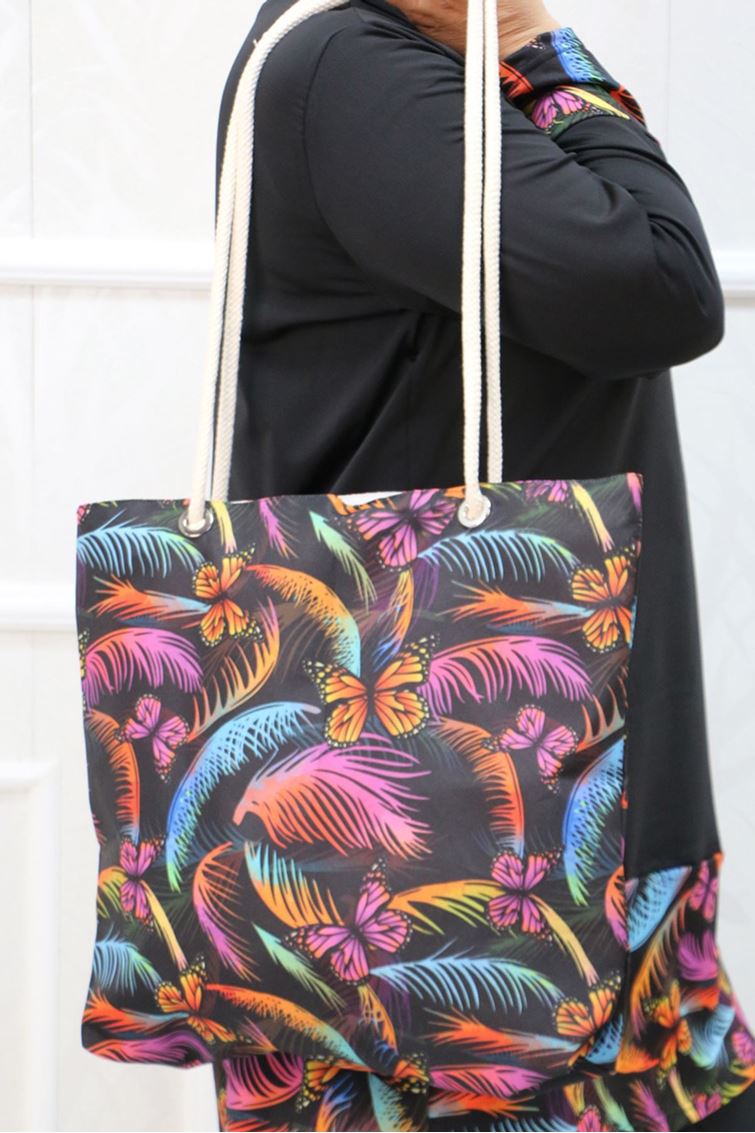 101 Plaj Çantası - Kelebek Desenli