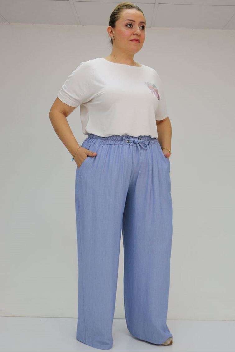 59006-E Büyük Beden Bolpaça Xons Pantolon - Mavi 