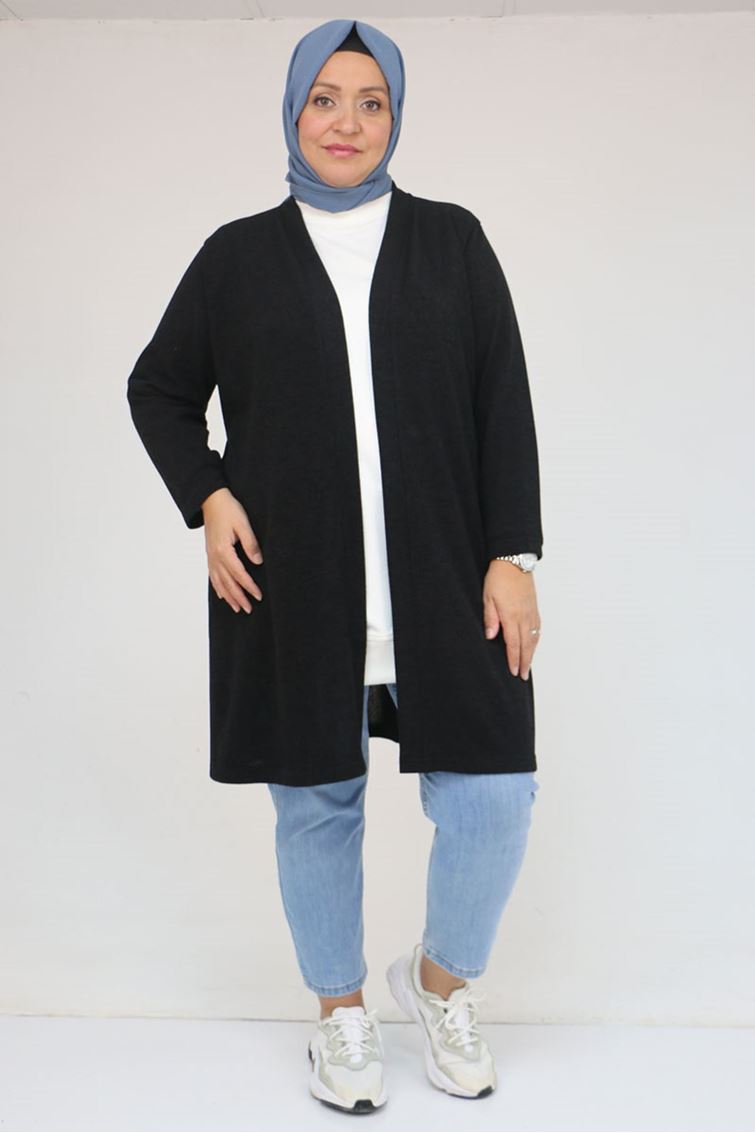 53036 Büyük Beden Mir Ceket - Siyah