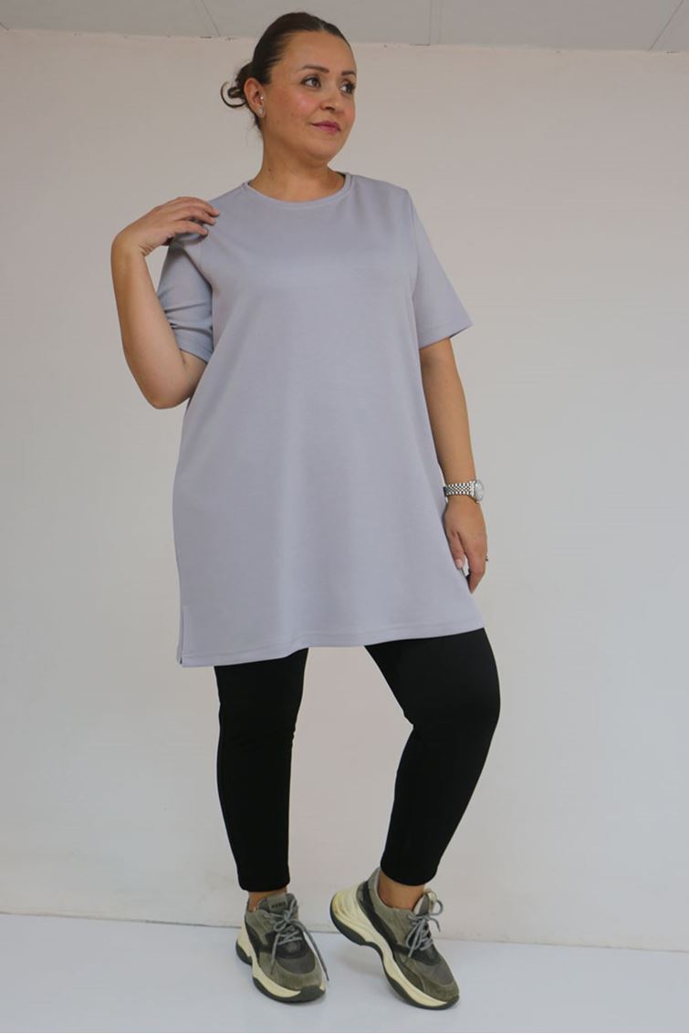 59503 Büyük Beden Beli Lastikli İçi Şardonlu Tayt - Siyah