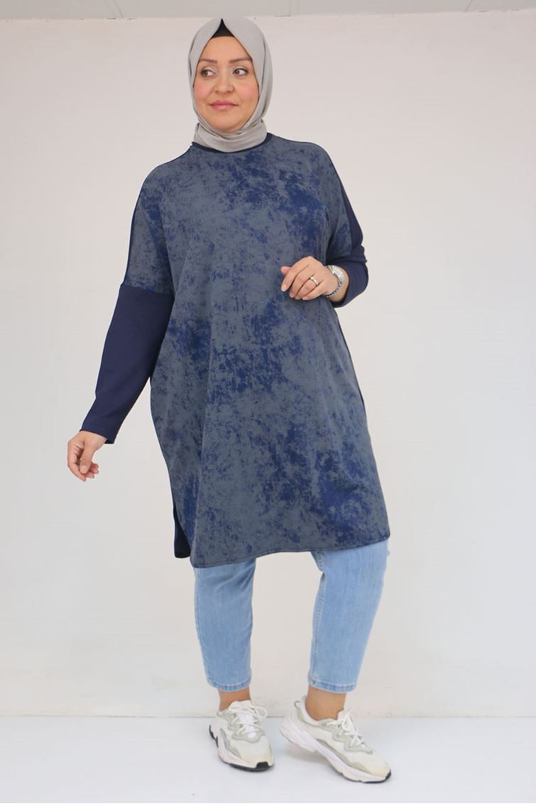 58164 Büyük Beden Basic Modal Tunik - Lacivert