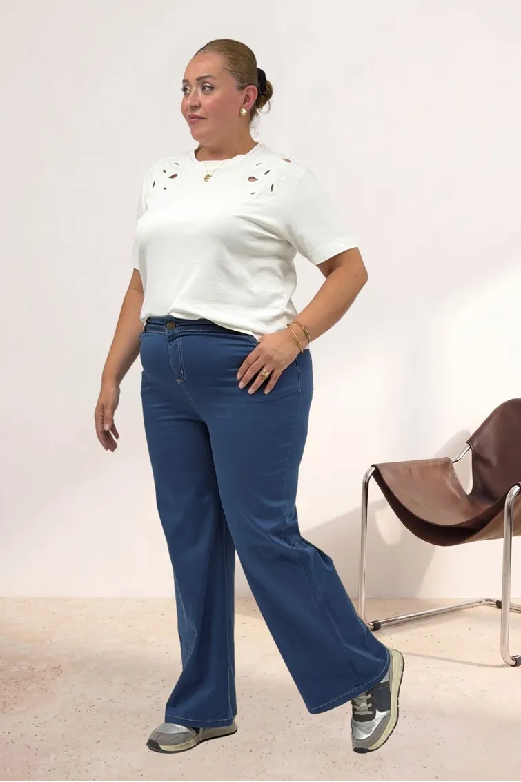 5051 Cep Detaylı Borupaça Gabardin Pantolon - İndigo