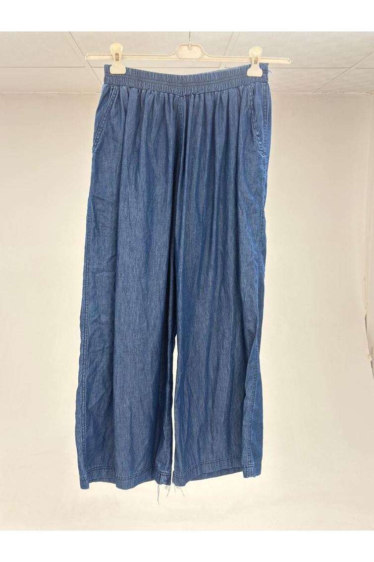 T-67060 Büyük Beden Erkek Yaka Düğmeli Kot Tensel Pantolon - Mavi