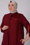 1044 FİLE KOMBİNLİ AEROBİN DÜĞMELİ TUNİK  BORDO