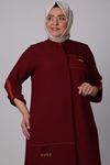 1044 FİLE KOMBİNLİ AEROBİN DÜĞMELİ TUNİK  BORDO