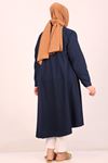 48005 Büyük Beden Liyosel Mevlana  Kot Gömlek-Lacivert