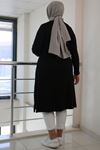 48039-E  Büyük Beden Basic Baskılı Penye Tunik - Siyah 