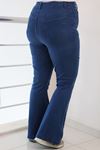 9110-8  Büyük Beden İspanyol Paça Kot Pantolon - Mavi