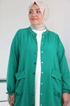 33023 Büyük Beden Çıtcıtlı Keten Airobin Kap -Benetton