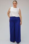 49009-E  Büyük Beden Düğme Detaylı Aspen Pantalon -Saks 