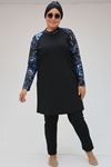 1734-e Büyük Beden  Reglan Kol Tesettür Mayo - Aqua Mavi 