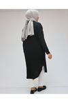 48063 Büyük Beden  Düşük Kol Altı Oval Bürümcük Tunik - Siyah