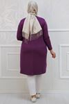 38501-E Büyük Beden Basic Penye Tunik - Leylak
