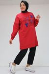 48084 B.B. Kabartma Baskılı İki İplik Tunik - Kırmızı