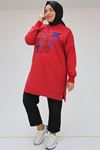 48084 B.B. Kabartma Baskılı İki İplik Tunik - Kırmızı
