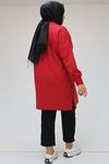 48084 B.B. Kabartma Baskılı İki İplik Tunik - Kırmızı