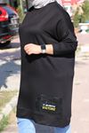 48093 Büyük Beden Kristal Armalı Kısa Tunik - Siyah