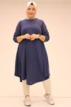 48098 Büyük Beden Mevlana Mir Tunik - İndigo
